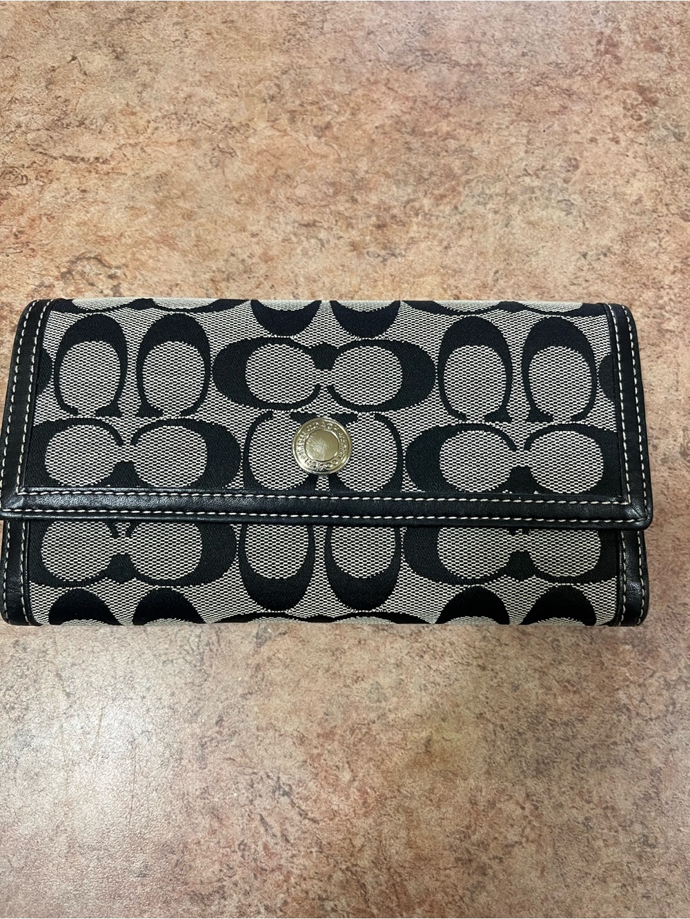 Coach Signature Canvas Wallet in Black and Chalk